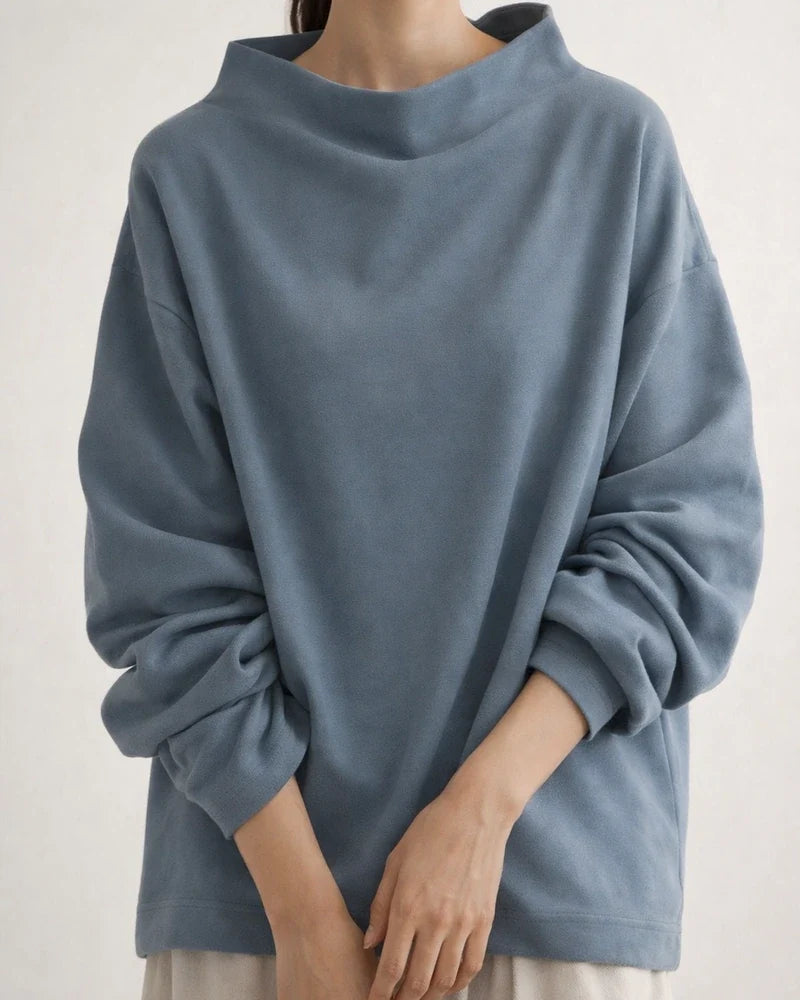 New Arrival Casual Fleece Sweater for Women - High Neck Loose Fit Solid Color Sweatshirt | JRSEE:898b08b4-a972-4473-a5e8-1c3e5ad0cc2e