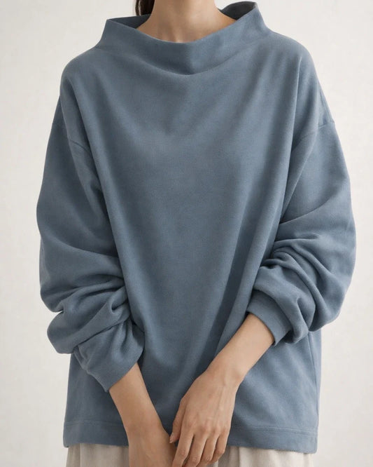 New Arrival Casual Fleece Sweater for Women - High Neck Loose Fit Solid Color Sweatshirt | JRSEE:898b08b4-a972-4473-a5e8-1c3e5ad0cc2e