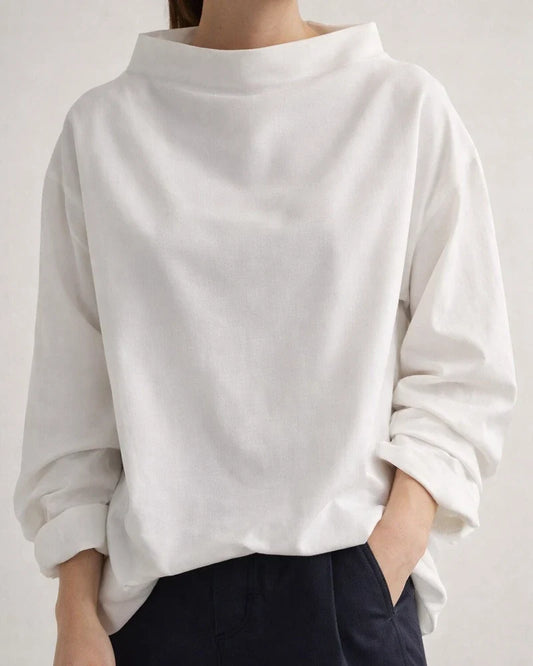 New Arrival Casual Fleece Sweater for Women - High Neck Loose Fit Solid Color Sweatshirt | JRSEE:1d1b2e2e-e8d8-4f82-954d-25dc475f0650