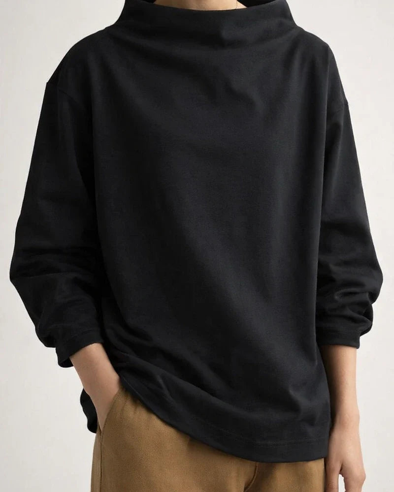 New Arrival Casual Fleece Sweater for Women - High Neck Loose Fit Solid Color Sweatshirt | JRSEE:1cd5fa6e-992e-473d-bd96-4f2c6c4f61ab