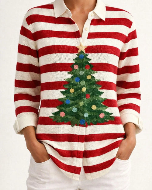 New Arrival Cross-Border Women's Shirt Collared Cardigan Top Knit 3D Print Christmas Fall/Winter | JRSEE:9fbe6b4e-e21a-4ce5-931e-209975ed0309