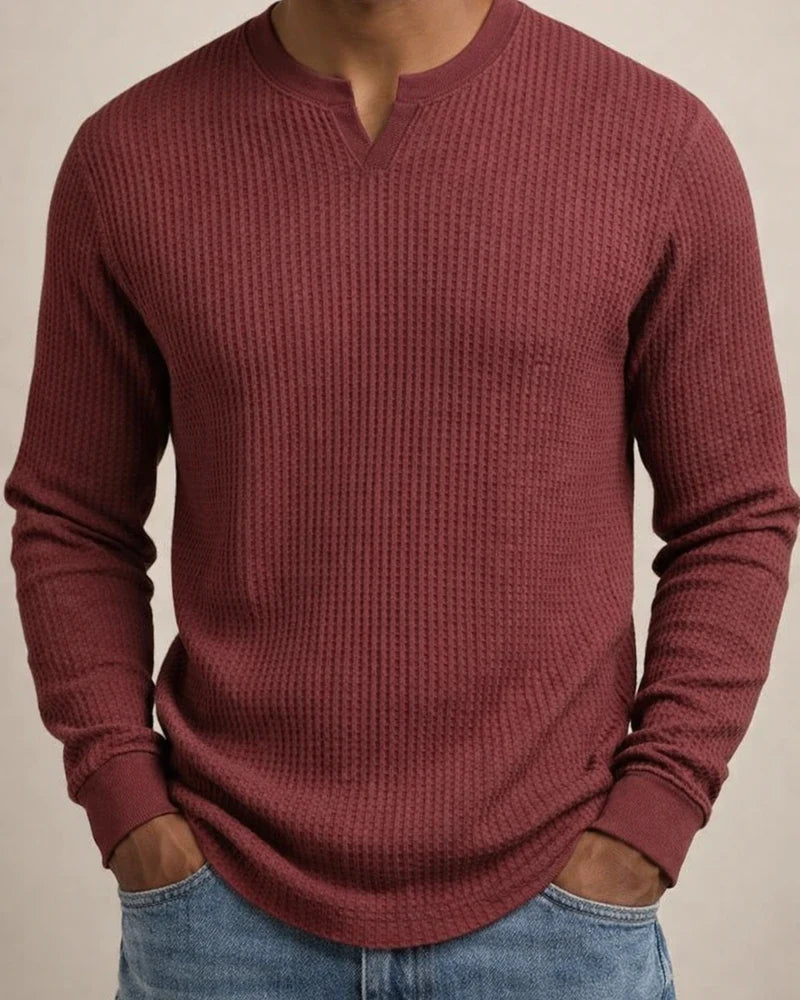 New Arrival Fall Base Layer Slim-Fit Men's Long Sleeve V-Neck Casual Waffle Weave T-Shirt | JRSEE:7d8051ba-2d09-47c0-8c5e-683bb03613fc
