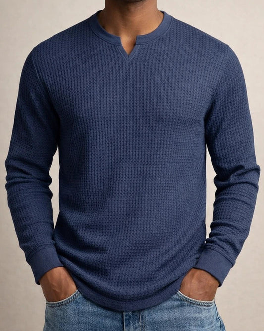 New Arrival Fall Base Layer Slim-Fit Men's Long Sleeve V-Neck Casual Waffle Weave T-Shirt | JRSEE:4fcf8810-63f4-4b7b-bffc-8f84bfc668c0