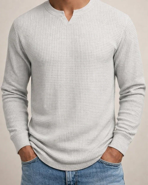 New Arrival Fall Base Layer Slim-Fit Men's Long Sleeve V-Neck Casual Waffle Weave T-Shirt | JRSEE:dc5bb7e9-dc0a-4879-b85a-d30669c162d4