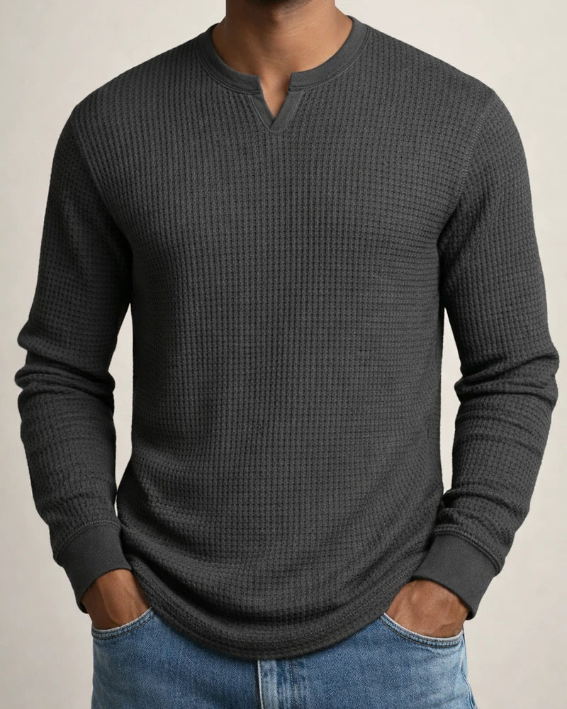 New Arrival Fall Base Layer Slim-Fit Men's Long Sleeve V-Neck Casual Waffle Weave T-Shirt | JRSEE:1f0431b5-33de-4937-9dde-a52c038f8c74
