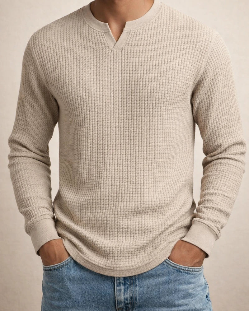 New Arrival Fall Base Layer Slim-Fit Men's Long Sleeve V-Neck Casual Waffle Weave T-Shirt | JRSEE:5ec821f5-df34-4be8-95ae-9ab8472d136d
