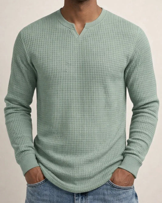 New Arrival Fall Base Layer Slim-Fit Men's Long Sleeve V-Neck Casual Waffle Weave T-Shirt | JRSEE:3154ca0b-a868-49ae-92ae-004aaf4d799d