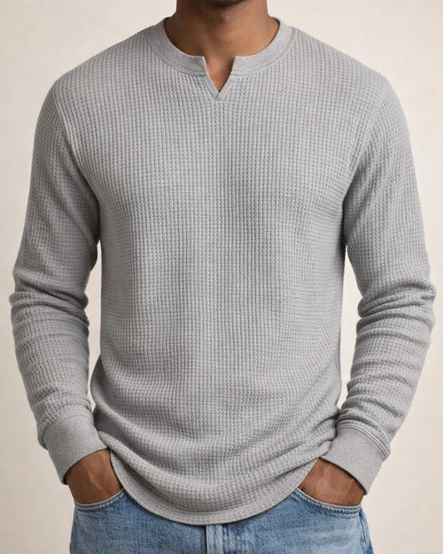 New Arrival Fall Base Layer Slim-Fit Men's Long Sleeve V-Neck Casual Waffle Weave T-Shirt | JRSEE:a1a634da-dce5-46c0-8b86-6a5620ea808d