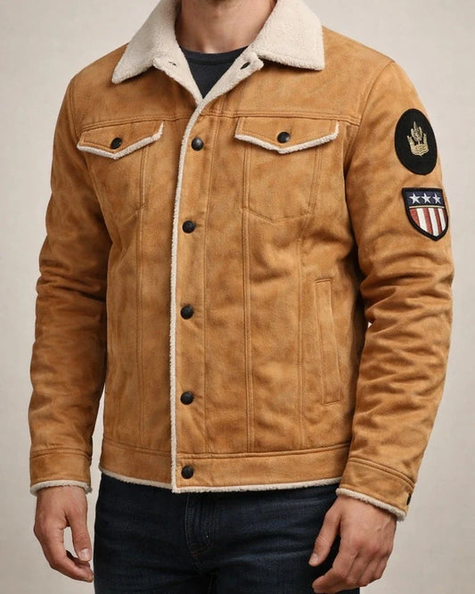 New Arrival for Fall/Winter: Men's Faux Fur Lined Workwear-Style Lapel Collar Jacket | JRSEE:93999fd6-29da-4b80-ad7e-e35377925132