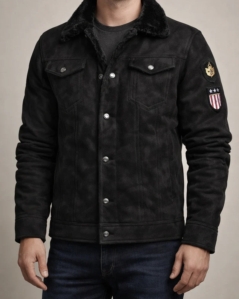 New Arrival for Fall/Winter: Men's Faux Fur Lined Workwear-Style Lapel Collar Jacket | JRSEE:03cfeecb-1bd2-43bf-8ad2-ffadb9286a60