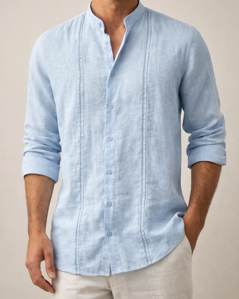 New Arrival Men's Button-Down Solid-Color Casual Stand-Collar Long-Sleeve Shirt 910 | JRSEE:173643d4-b422-4faf-9645-d0ab41cac578