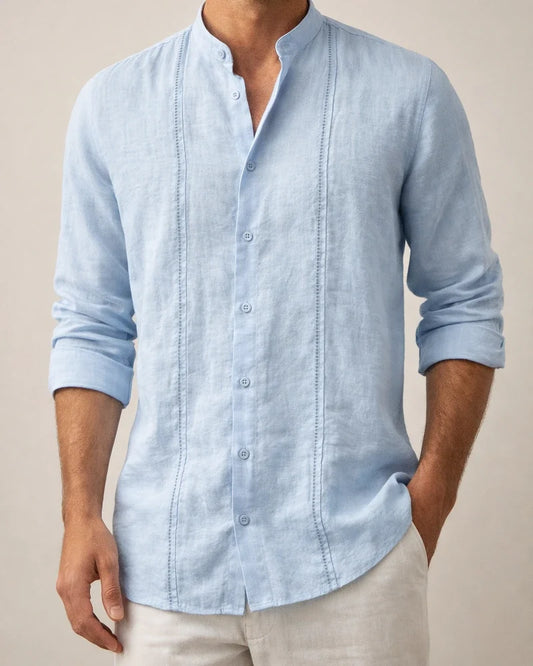 New Arrival Men's Button-Down Solid-Color Casual Stand-Collar Long-Sleeve Shirt 910 | JRSEE:173643d4-b422-4faf-9645-d0ab41cac578