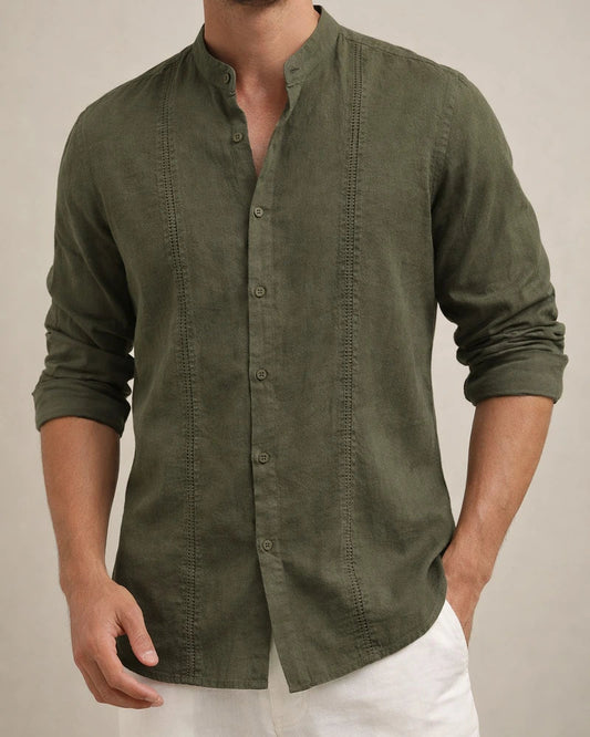 New Arrival Men's Button-Down Solid-Color Casual Stand-Collar Long-Sleeve Shirt 910 | JRSEE:1ccf8342-5d04-4f5a-b1eb-3fd5520f1ace