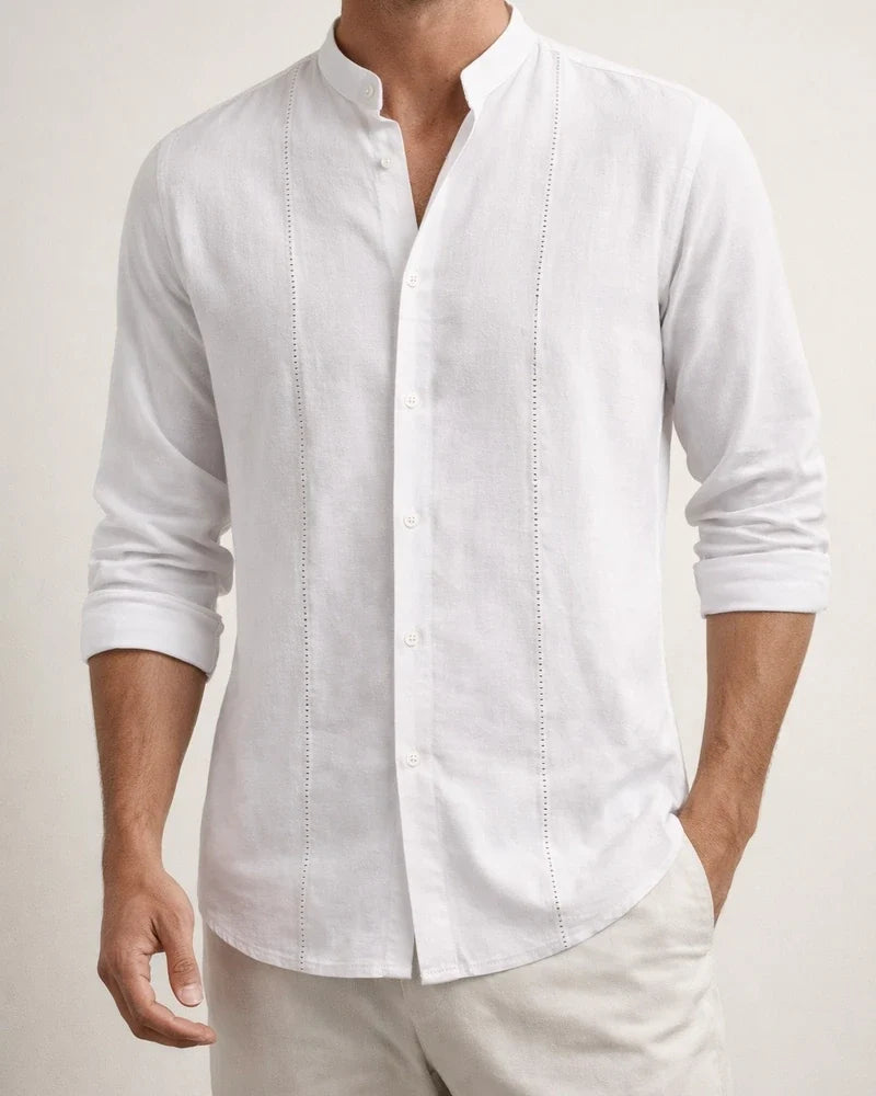 New Arrival Men's Button-Down Solid-Color Casual Stand-Collar Long-Sleeve Shirt 910 | JRSEE:06776000-3c8f-406e-8441-da48f49c2f45