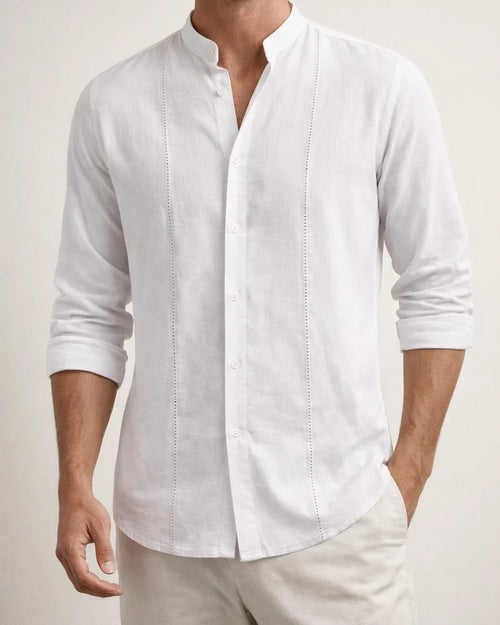 New Arrival Men's Button-Down Solid-Color Casual Stand-Collar Long-Sleeve Shirt 910 | JRSEE:06776000-3c8f-406e-8441-da48f49c2f45