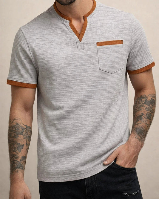 New Arrival Men's Casual T-Shirt: Large Checkered V-neck Short-Sleeve Fashion T-Shirt | JRSEE:c8d80675-ad64-4188-b995-b3c060b23605