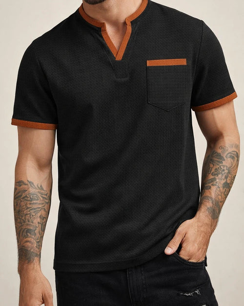 New Arrival Men's Casual T-Shirt: Large Checkered V-neck Short-Sleeve Fashion T-Shirt | JRSEE:03bdf345-2031-4b46-aa14-74c723a5c4b1