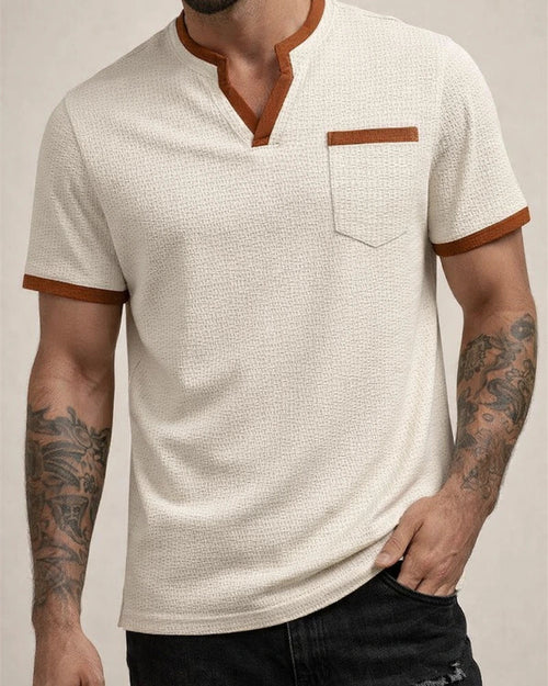New Arrival Men's Casual T-Shirt: Large Checkered V-neck Short-Sleeve Fashion T-Shirt | JRSEE:6373c4dd-7527-41e1-9780-38241705f267