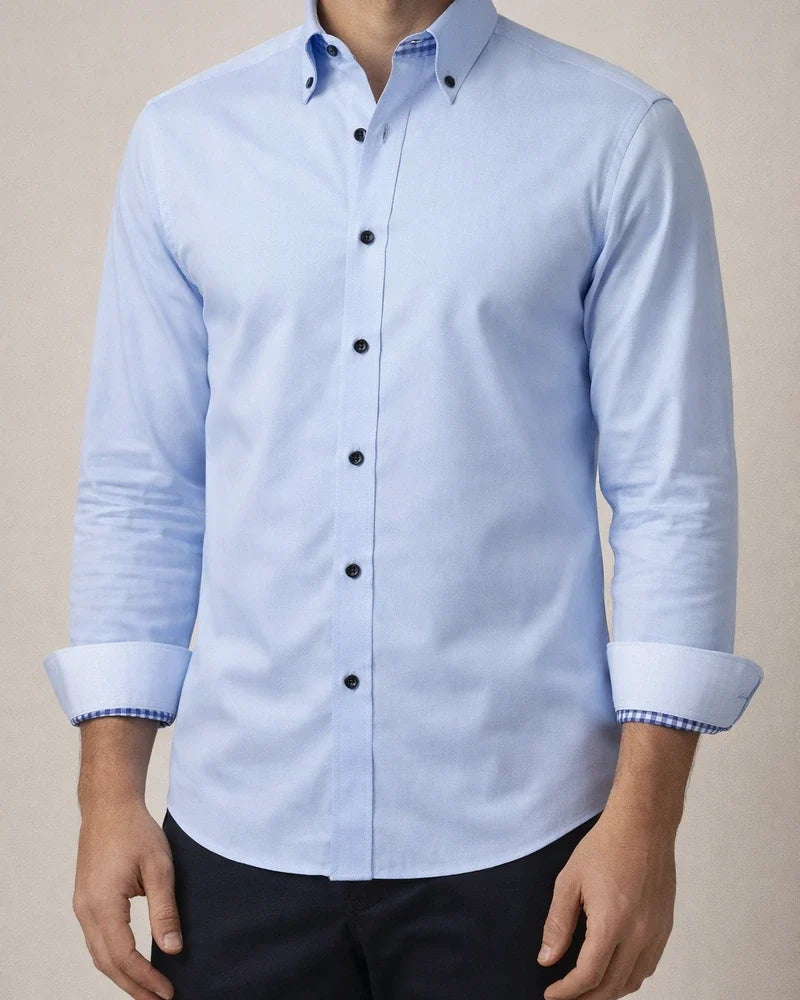 New Arrival Men's Fashionable Double-Layer Collar Long-Sleeve Casual Shirt | JRSEE:e80684bc-a4c4-4e22-a5fd-b582e4d975d1