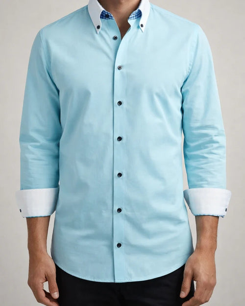 New Arrival Men's Fashionable Double-Layer Collar Long-Sleeve Casual Shirt | JRSEE:2f21fa75-fda9-4472-a462-b04f06ae62d3