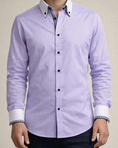 New Arrival Men's Fashionable Double-Layer Collar Long-Sleeve Casual Shirt | JRSEE:5be8774b-4ad2-4d91-9d6f-27eccbfbf4b3
