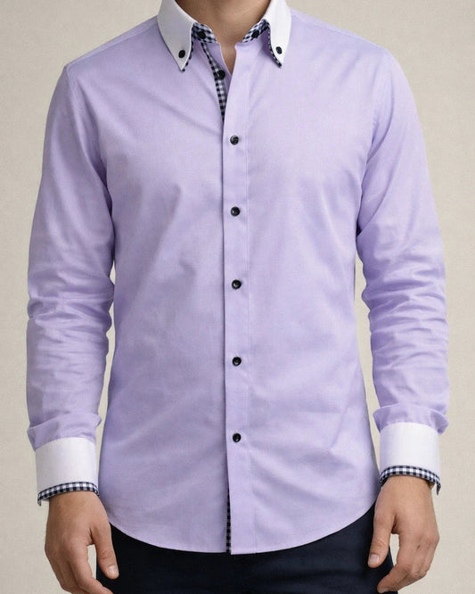 New Arrival Men's Fashionable Double-Layer Collar Long-Sleeve Casual Shirt | JRSEE:5be8774b-4ad2-4d91-9d6f-27eccbfbf4b3
