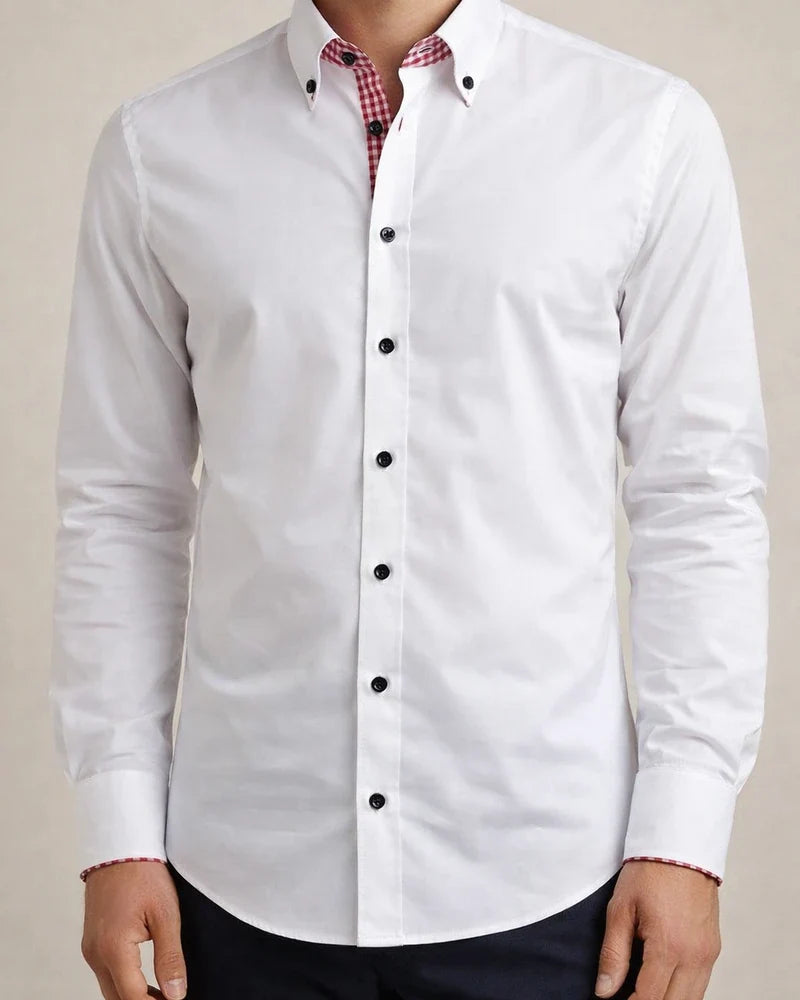 New Arrival Men's Fashionable Double-Layer Collar Long-Sleeve Casual Shirt | JRSEE:3d08e99e-83ba-48ea-88be-f528c85e6ba2