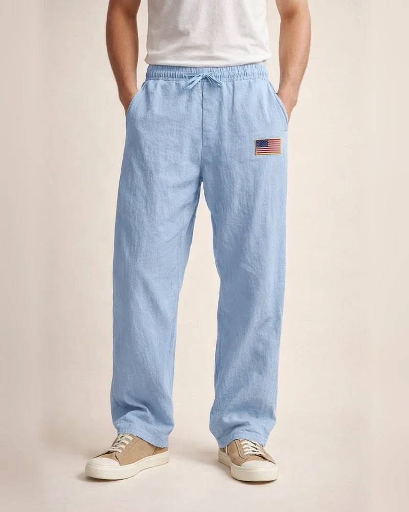New Arrival Men's Linen Casual Pants - American Hip-Hop Wide-Leg Solid-Color Straight-Leg Pants | JRSEE:fb722d74-e357-46ea-897b-4d6480b1f30d