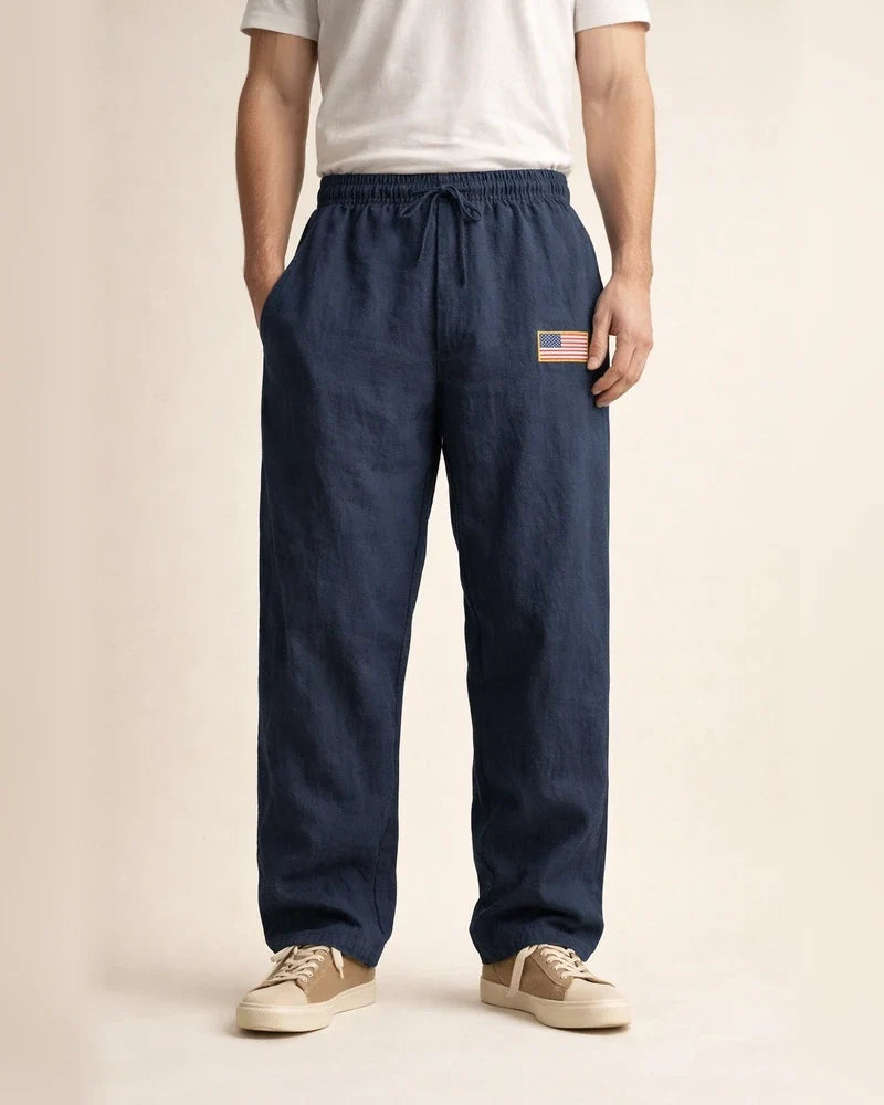 New Arrival Men's Linen Casual Pants - American Hip-Hop Wide-Leg Solid-Color Straight-Leg Pants | JRSEE:3f9d20ff-8735-4d5c-8e74-e1df9b55e44c