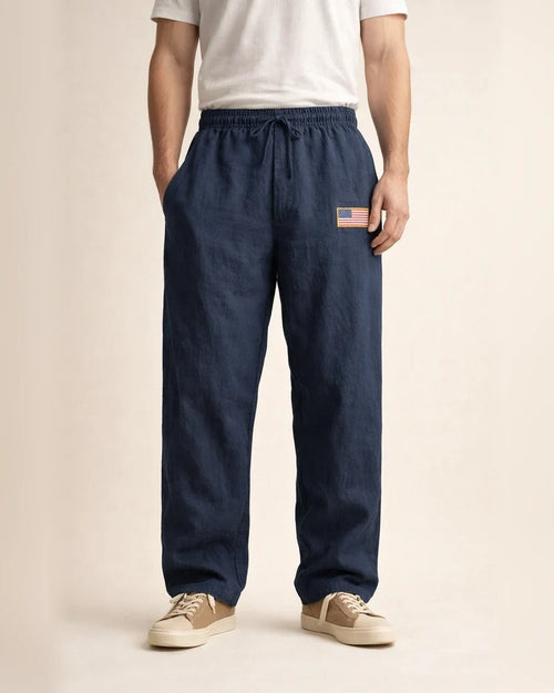 New Arrival Men's Linen Casual Pants - American Hip-Hop Wide-Leg Solid-Color Straight-Leg Pants | JRSEE:3f9d20ff-8735-4d5c-8e74-e1df9b55e44c