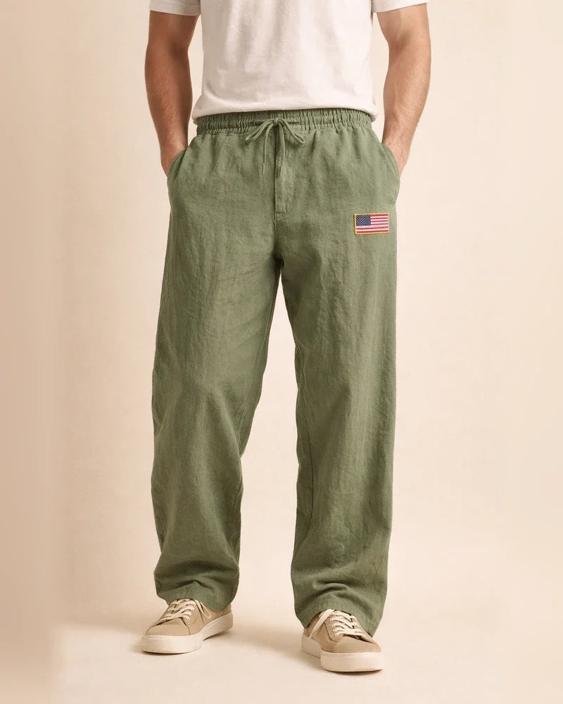 New Arrival Men's Linen Casual Pants - American Hip-Hop Wide-Leg Solid-Color Straight-Leg Pants | JRSEE:c9dd7f7b-2b91-46fe-a6ca-e0316c801218