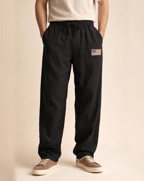 New Arrival Men's Linen Casual Pants - American Hip-Hop Wide-Leg Solid-Color Straight-Leg Pants | JRSEE:f3971f0a-009c-4522-8707-0b29bf4ce793