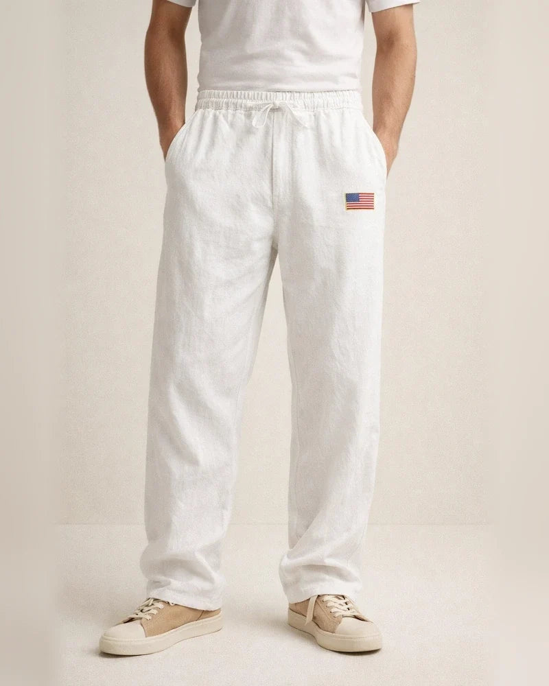 New Arrival Men's Linen Casual Pants - American Hip-Hop Wide-Leg Solid-Color Straight-Leg Pants | JRSEE:3acc3ea5-324f-427d-8129-101c2863087d
