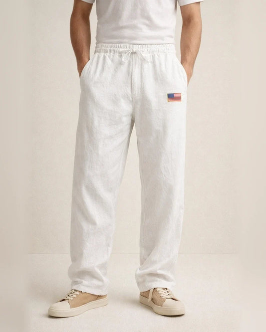 New Arrival Men's Linen Casual Pants - American Hip-Hop Wide-Leg Solid-Color Straight-Leg Pants | JRSEE:3acc3ea5-324f-427d-8129-101c2863087d