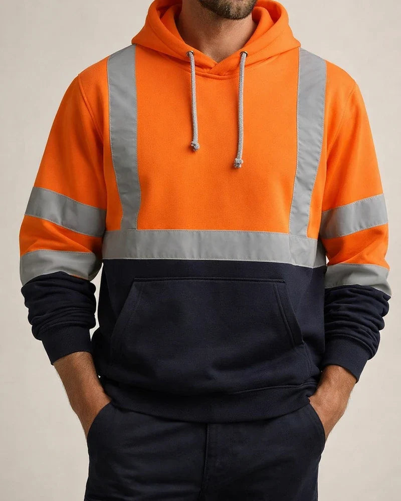 New Arrival Men's Reflective Oversized Hooded Sweatshirt for Environmental Workers | JRSEE:fd6fe78a-a42c-4286-9aa0-9297a442aa63