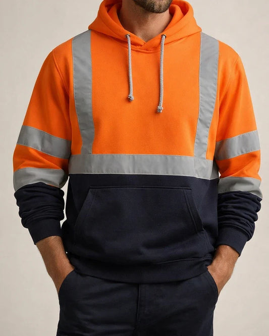 New Arrival Men's Reflective Oversized Hooded Sweatshirt for Environmental Workers | JRSEE:fd6fe78a-a42c-4286-9aa0-9297a442aa63