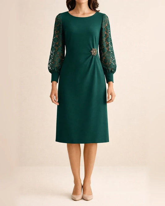 New Arrival Spring Fall Women's Lace Long-Sleeve Patchwork Fitted Lantern-Sleeve Dress | JRSEE:ec807cb9-53ee-4dc6-8504-6ae34edaa0c0