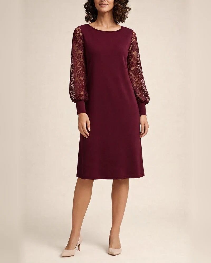 New Arrival Spring Fall Women's Lace Long-Sleeve Patchwork Fitted Lantern-Sleeve Dress | JRSEE:bd4cb964-9faa-41ed-aaf0-7bc445fe9146