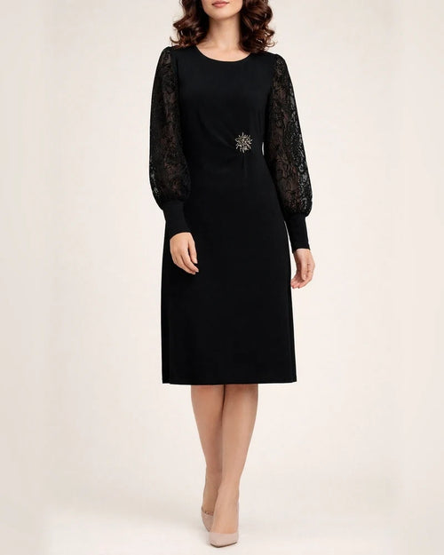 New Arrival Spring Fall Women's Lace Long-Sleeve Patchwork Fitted Lantern-Sleeve Dress | JRSEE:05694902-857f-460d-9dda-1e049ac901ec