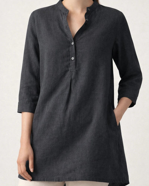 New Arrival Summer Casual Stand-Up Collar Loose-Fit Women’s Cotton-Linen Shirt | JRSEE:a78a2ae1-f4e1-4f4b-bace-8a140f58565d