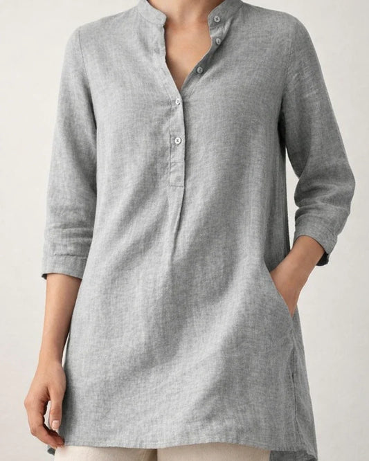 New Arrival Summer Casual Stand-Up Collar Loose-Fit Women’s Cotton-Linen Shirt | JRSEE:2f5c1d39-7a8e-4d7a-b1d3-f5c7f7ec9fbd