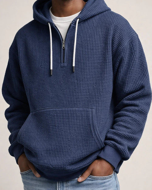New Arrival Waffle Weave Long Sleeve Hooded Sweatshirt for Men - Solid Color Loose-Fit Athletic Sweatshirt | JRSEE:1d4ae381-7220-4338-9d1c-3f6bf69bc6a3
