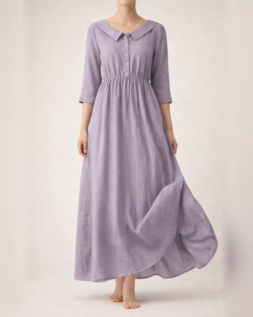 New Arrival Women’s Casual Cotton-Linen Solid-Color Loose-Fit Peter Pan Collar Three-Quarter Sleeve Dress | JRSEE:0f88ae2e-c995-4933-a744-57ed082a6837 | JRSEE:aed50bb4-b23e-4d3d-ae74-98e95533d220