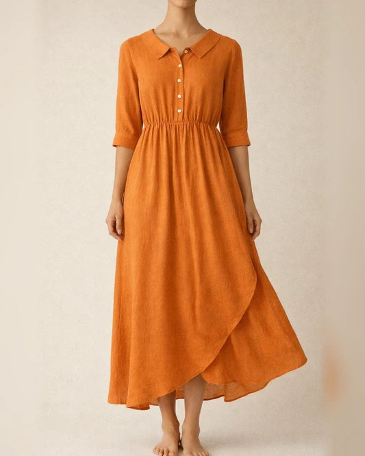 New Arrival Women’s Casual Cotton-Linen Solid-Color Loose-Fit Peter Pan Collar Three-Quarter Sleeve Dress | JRSEE:0ffe6489-bfb8-4fd7-b8e5-0e37e977ad83 | JRSEE:b605828f-402b-4931-9923-9583ce79aa4a