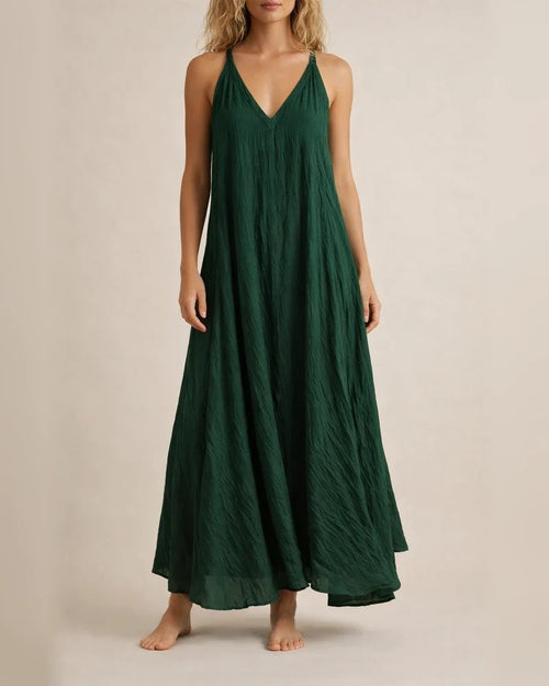 New Arrival Women's Casual Sleeveless Loose-Fit Cotton-Linen Maxi V-Neck Dress | JRSEE:2623cf5a-ca82-46ca-9024-28cc29750a51