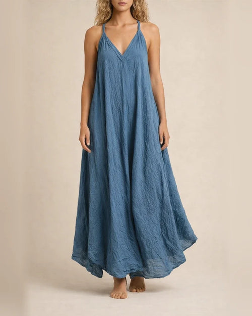 New Arrival Women's Casual Sleeveless Loose-Fit Cotton-Linen Maxi V-Neck Dress | JRSEE:1b5c4355-a78d-419d-934e-a02a67e55dbb