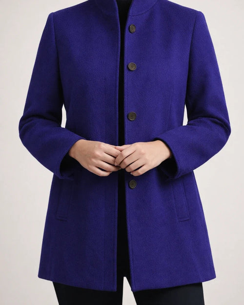New Arrival Women's Fall/Winter Minimalist Long-Sleeve Lapel Collar Button-Up Slim-Fit Solid Color Wool Coat | JRSEE:fa29a6f9-3b52-47cd-aaca-f932b5f54b34