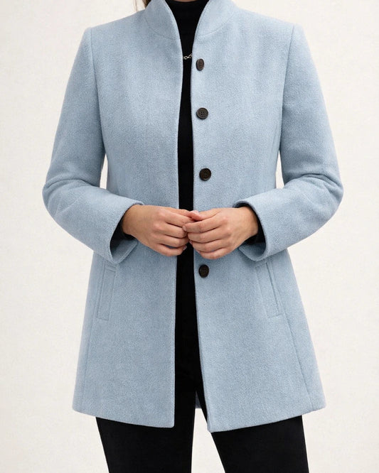 New Arrival Women's Fall/Winter Minimalist Long-Sleeve Lapel Collar Button-Up Slim-Fit Solid Color Wool Coat | JRSEE:774303cd-2bae-4ddf-add0-8c0d6dd3051d