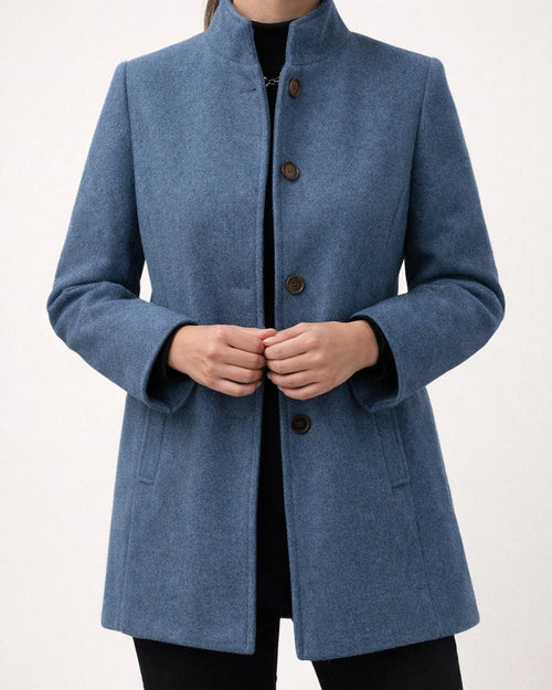 New Arrival Women's Fall/Winter Minimalist Long-Sleeve Lapel Collar Button-Up Slim-Fit Solid Color Wool Coat | JRSEE:94763cc6-2391-4024-8797-2ca9668d672b