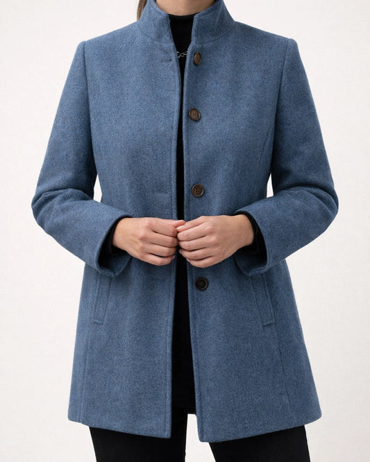 New Arrival Women's Fall/Winter Minimalist Long-Sleeve Lapel Collar Button-Up Slim-Fit Solid Color Wool Coat | JRSEE:94763cc6-2391-4024-8797-2ca9668d672b